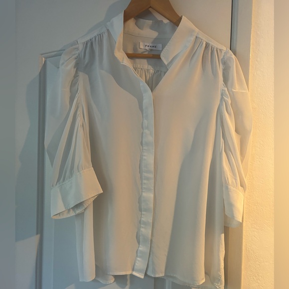 FRAME Gillian White Silk Blouse - Picture 4 of 5